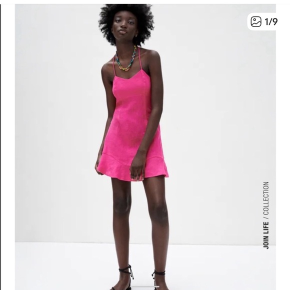 Zara Dresses & Skirts - Pink linen Slip Dress